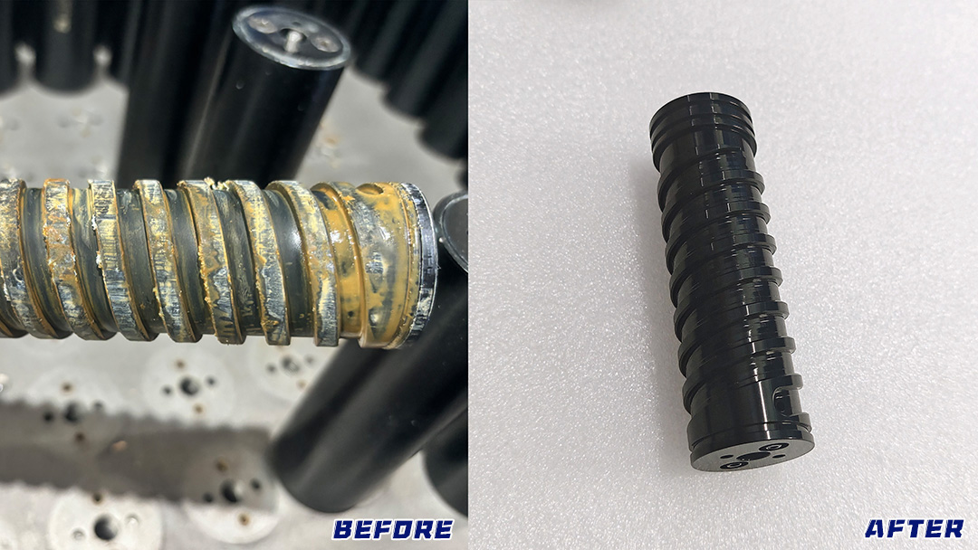 Neck rings cavities lock rings and gate inserts inspected during PET preform mold refurbishment